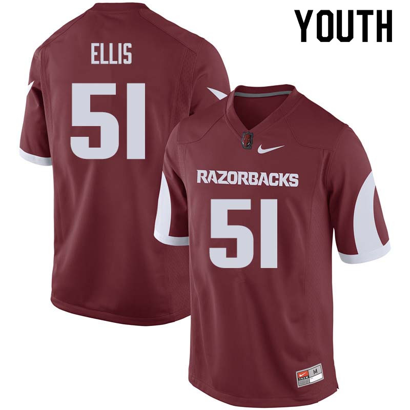 Youth #51 Brooks Ellis Arkansas Razorback College Football Jerseys Sale-Cardinal - Click Image to Close